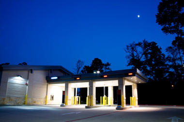 Bank drive thru at night
